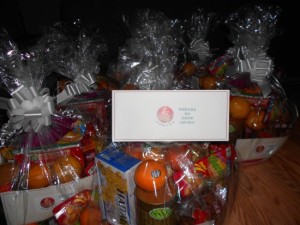 Food baskets with gift certificate were delivered to elderly home by ACHIEF members